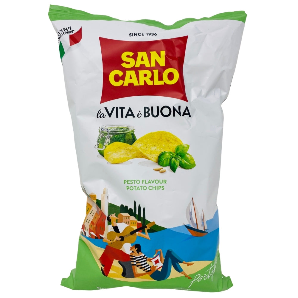San Carlo La Vita e Buona Pesto Flavour - 150g - Snack - Potato Chips - San Carlo Chips - San Carlo Potato Chips - Italian Snack - Italian Chips