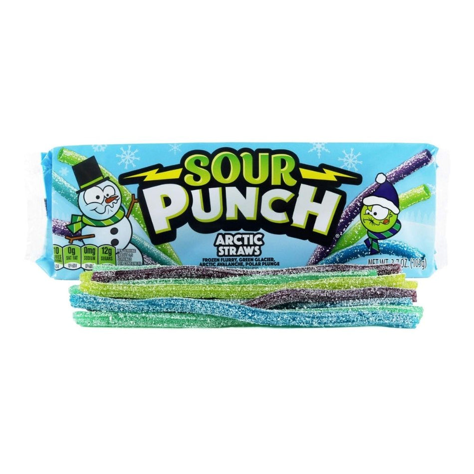 Sour Punch Candy, Green Apple & Berry, Santa Straws 3.2 Oz