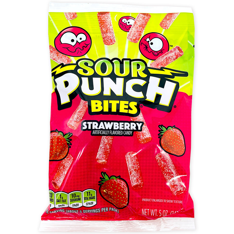 Sour Punch Bites Strawberry - 5oz NEW Sour Punch Bites Sour Candy Gummies Strawberry Flavour