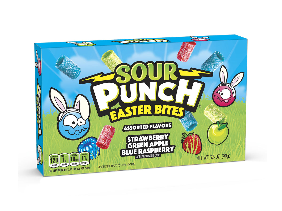 Sour Punch Easter Bites Theatre Box - 3.5oz spring time treats usa canada strawberry green apple raspberry