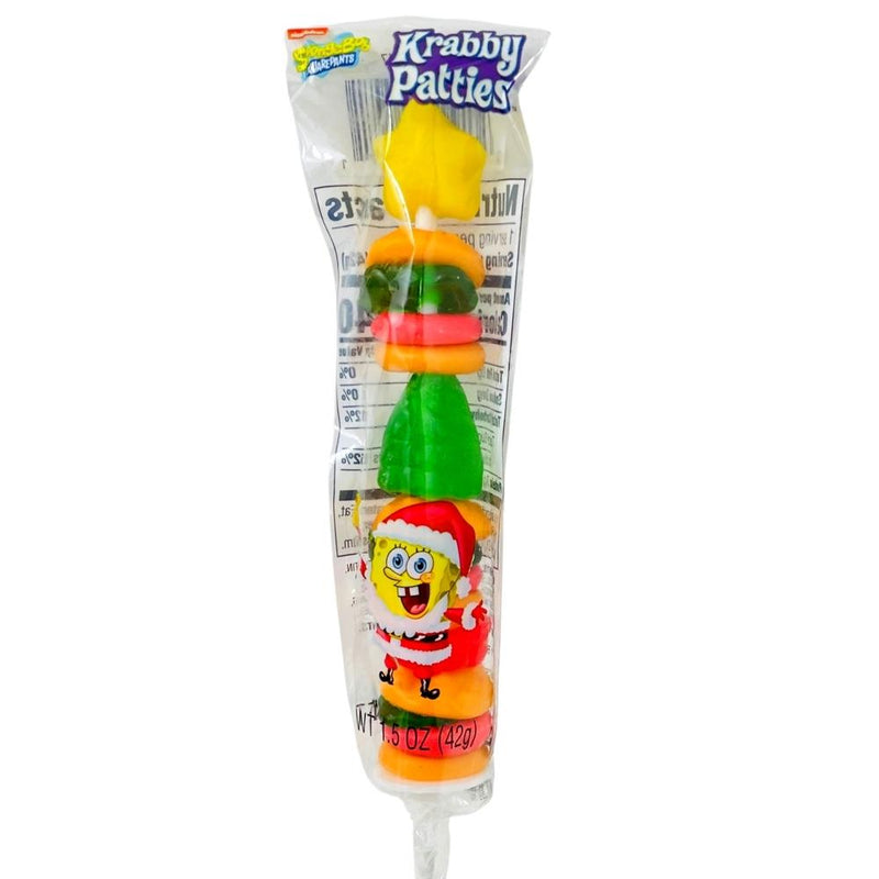 SpongeBob Gummy Krabby Patties Kabob - 1.5 oz. - SpongeBob Gummy Candy - Holiday Treats - Krabby Patties Kabob - Christmas Candy - Under the Sea Snacks - Festive Gummy Sweets - Cartoon Character Candy - Holiday Candy Kabob - Christmas Candy - Christmas Treats