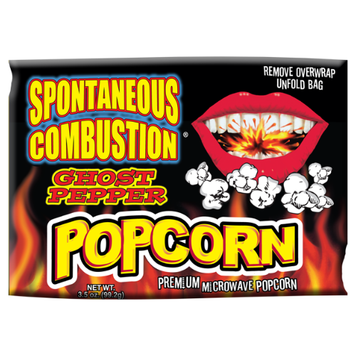 spontaneous combustion spicy microwave popcorn snack ghost pepper flavour candy funhouse online candy store canada