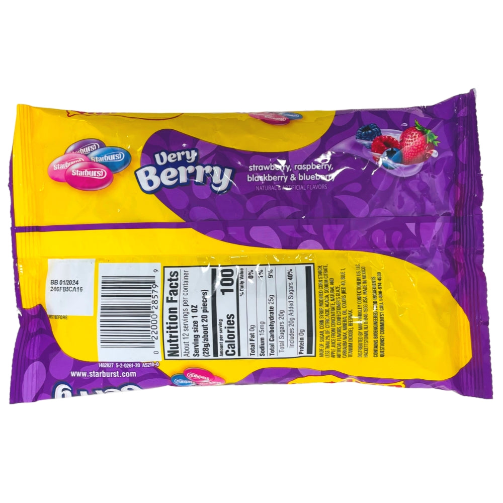 Starburst Very Berry Jelly Beans - 12oz ingredients nutrition facts