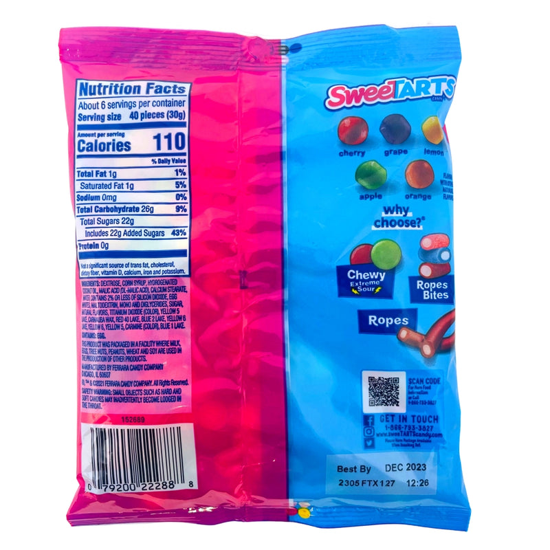Sweetarts Mini Chewy Peg Bag - 6oz - Nutrition Facts - Ingredients - Chewy Candy from Sweetarts
