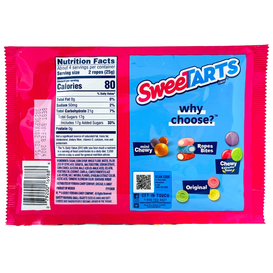 Sweetarts Ropes Sour Apple - 99g - Nutritional Facts