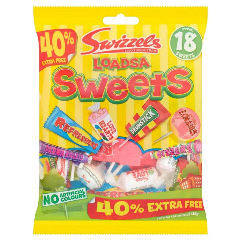 Swizzels Matlow Loadsa Sweets Grab Bag Parma Violets Refreshers Love Hearts Drumsticks Double Lollies Fizzers british Candy Funhouse