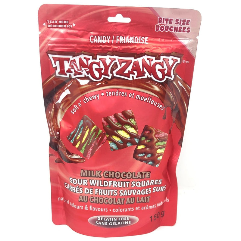 Tangy Zangy Milk Chocolate Sour Wild Fruit Squares 150g