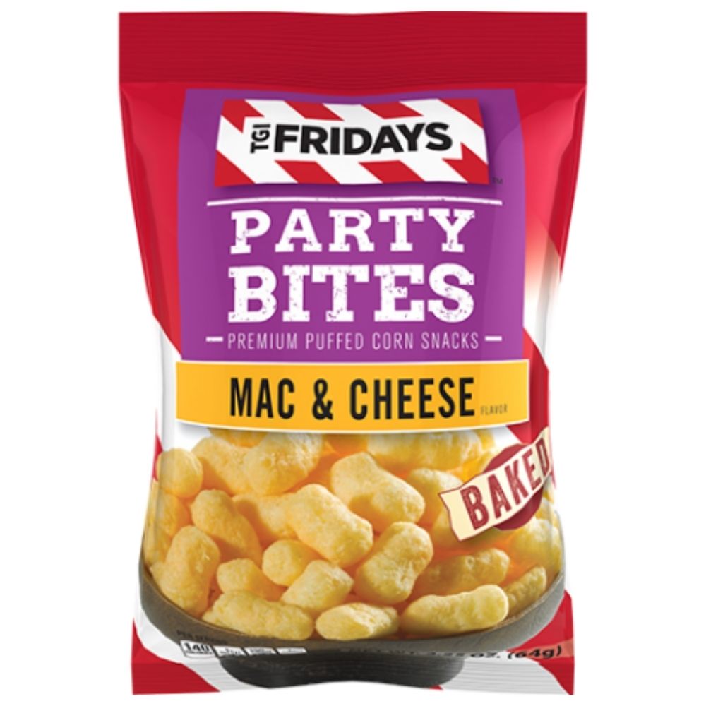 TGI Fridays baked puffed corn mac & cheese flavour party bites candy funhouse canada