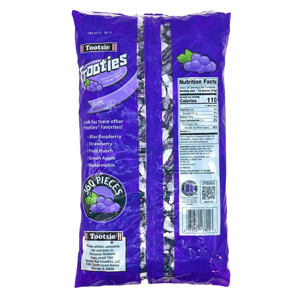 Tootsie Roll Frooties Grape Candy - Nutrition Facts