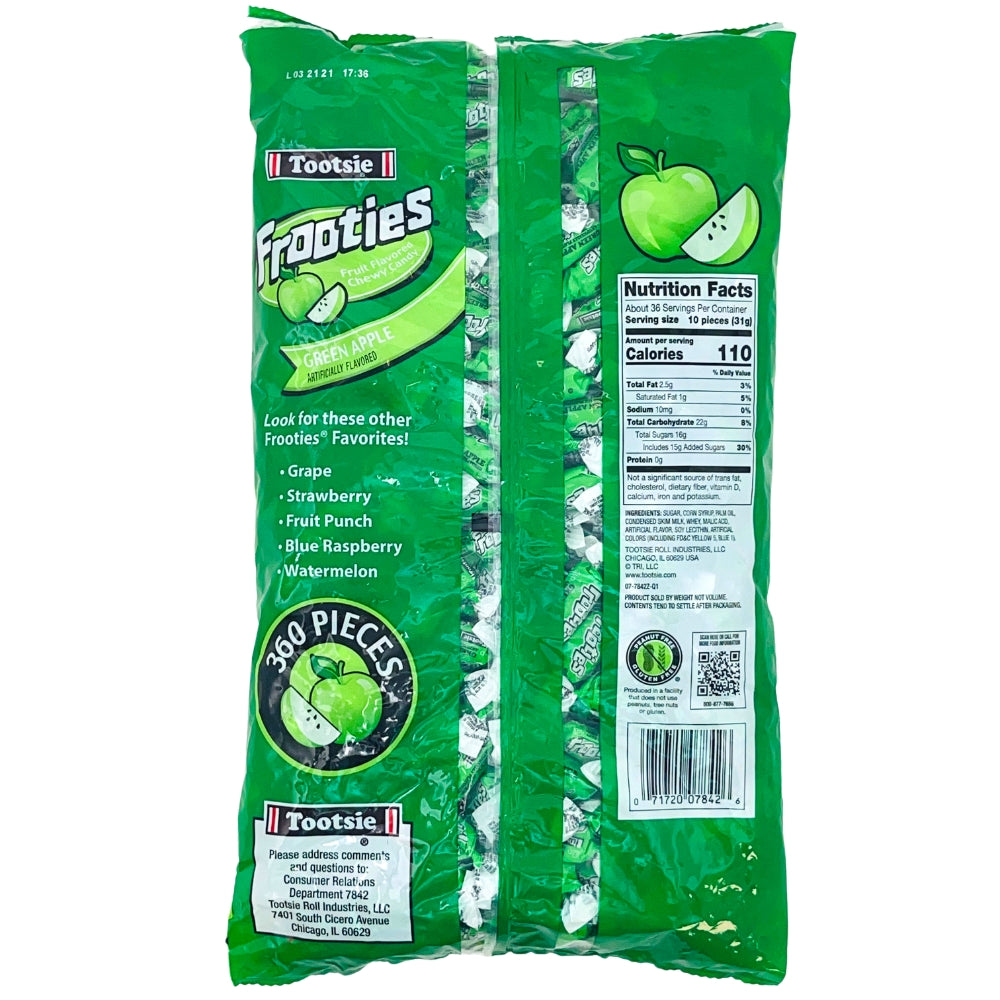 Tootsie Roll Frooties Green Apple Candy - Nutrition Facts