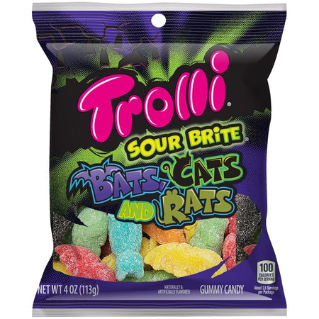 Trolli Sour Brite Bats Cats and Rats Candy - 4 oz.