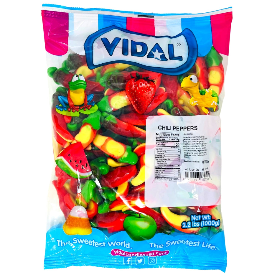 Vidal Chili Peppers Filled Gummies - 1kg - Bulk Candy