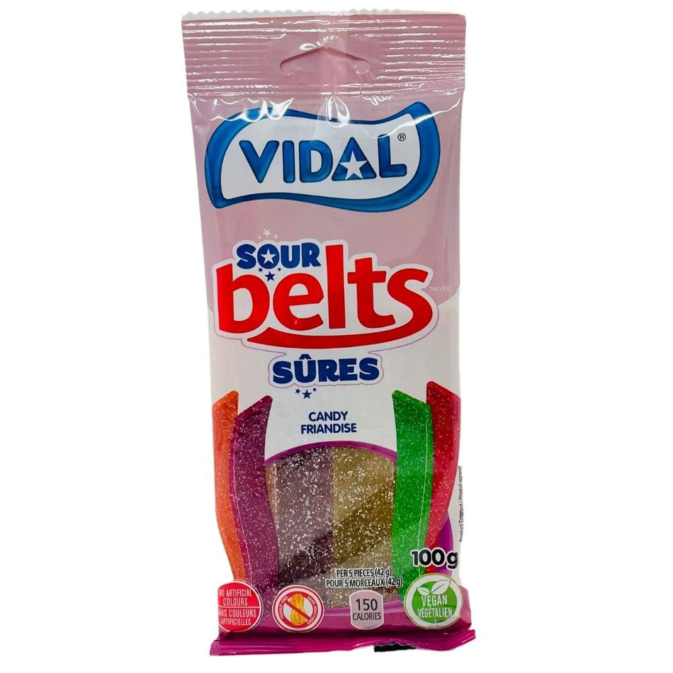 Vidal Vegan Sour Belts - 100g - Vidal Gummies - Vidal Gummy - Vidal Sour Belts - Vidal Sour Gummies - Vidal Sour Gummy