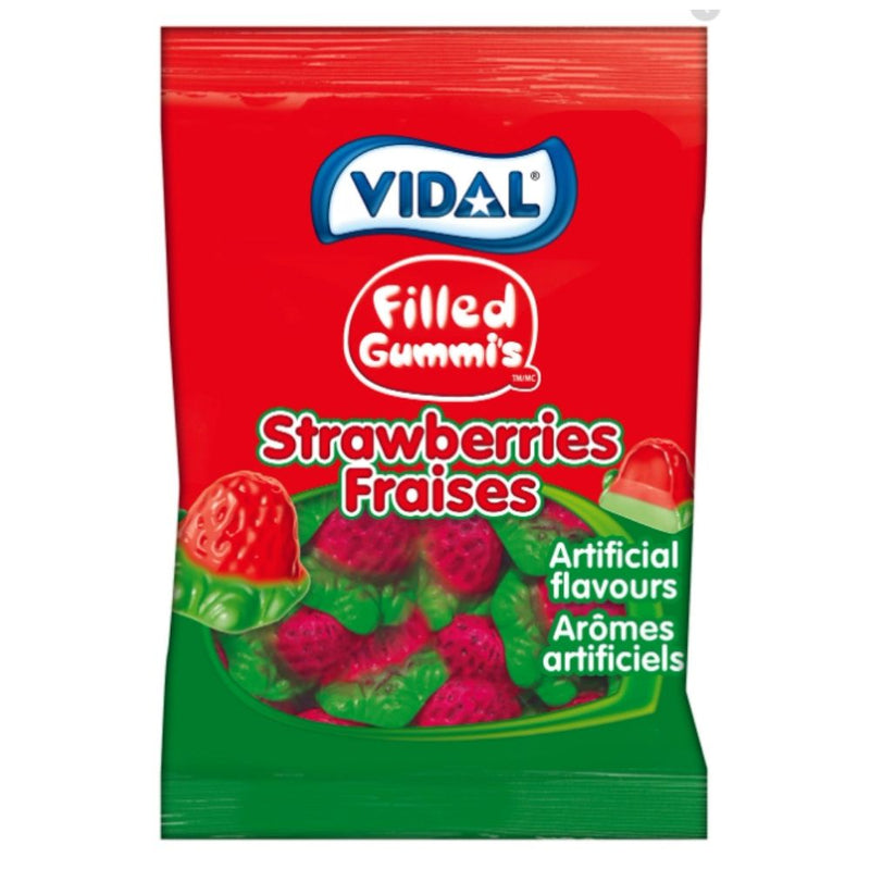 Vidal Filled Gummi's Strawberries Candy-170 g