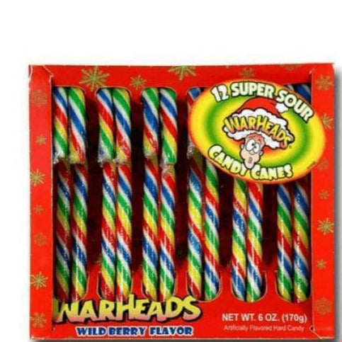 Warheads 12 Sour Candy Canes Impact Confections 300g - Christmas Candy Colour_Assorted Retro Sour Type_Retro