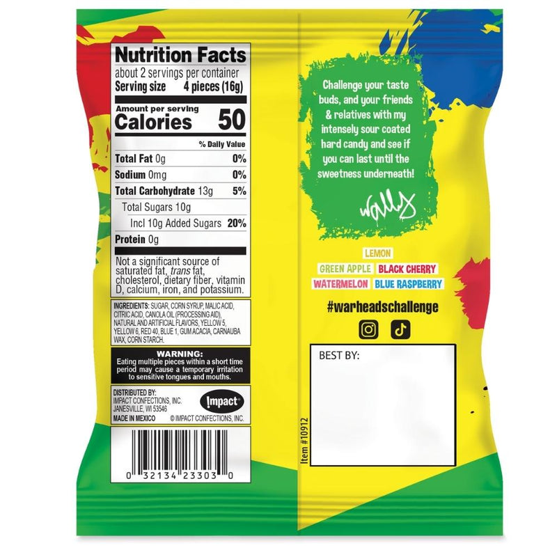 Warheads Extreme Sour Hard Candy Assorted - 1oz