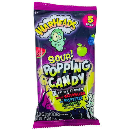 Warheads Halloween Sour Popping Candy 3pk - .74oz