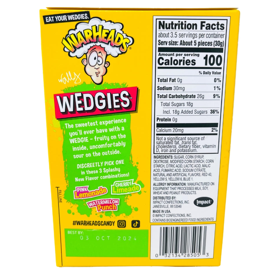 Warheads Wedgies Theater Box - 3.5oz - Nutrition Facts