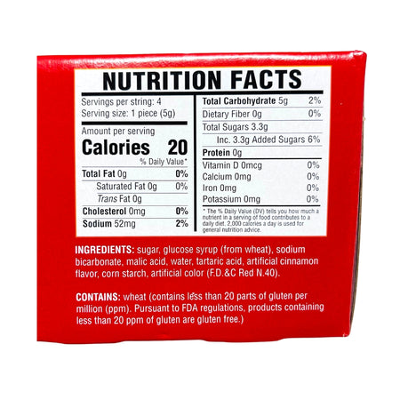 Zotz Hot Fiery Cinnamon Fizz - .7oz - Nutrition Facts